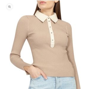 Jonathan Simkhai ribbed vegan leather accent collar and snap tan